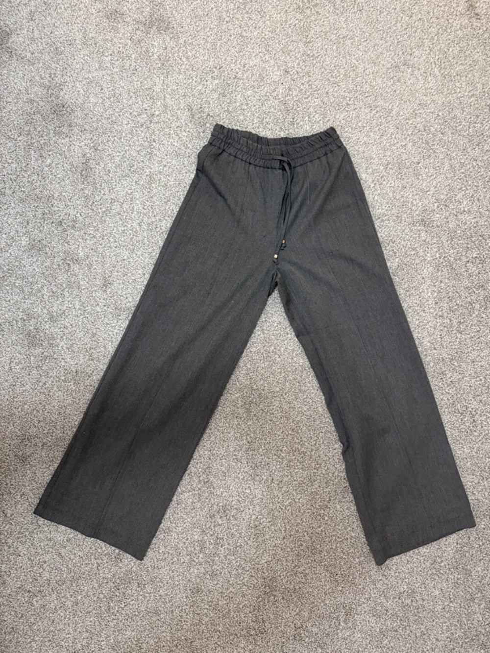Zara women Charcoal Elastic Waist Straight-Leg Pants